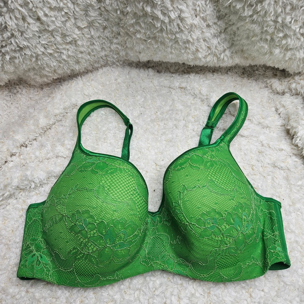 Cacique Balconette Green Lace Underwire Bra‎ sz 38D